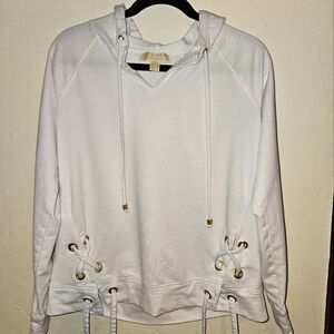 Michael Kors Pullover Hoodie White With Gold Accents Womens Size M